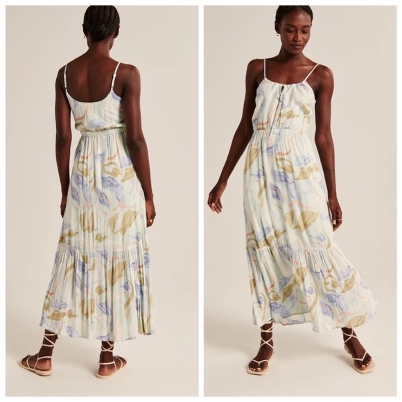 Abercrombie & Fitch Dresses & Skirts - Abercrombie & Fitch Easy Waist Midaxi Dress, light blue pattern Small